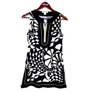 White House Black Market Women’s V Neck Tunic Style Tank Size Small Black Work